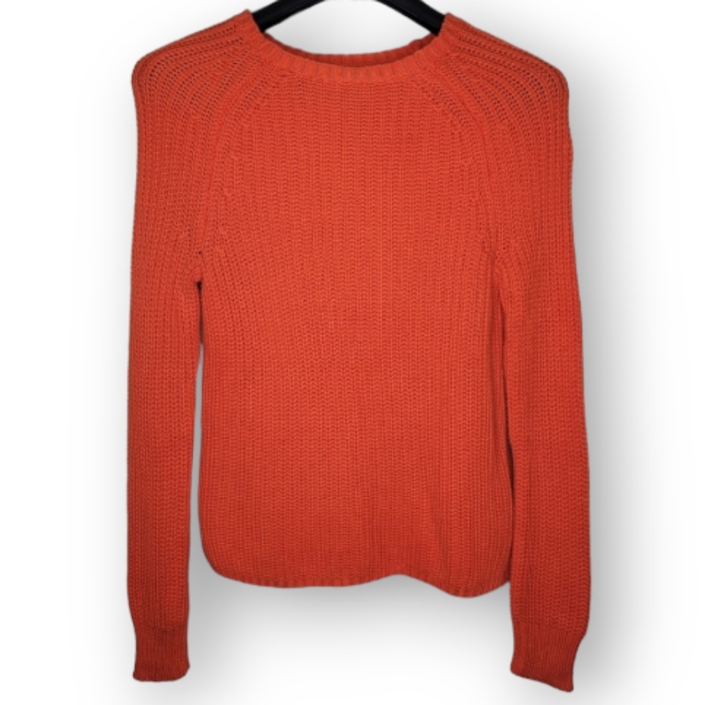 Lauren Ralph Lauren Sweater Orange Cable Knit Crew Neck, Size XS
